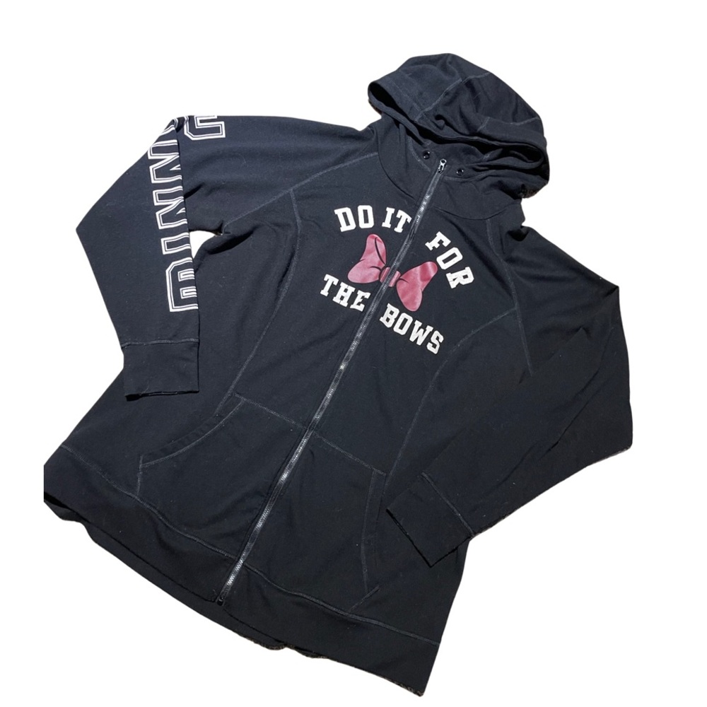 Black Hoodie with Pink Bow Graphic